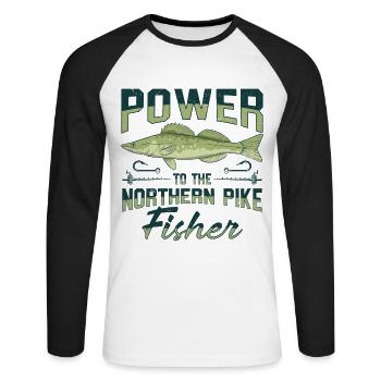 Fisherman Fisherman Fisherman Nordic Pike - Unisex Long Sleeve Baseball T-Shirt - white/black - Front - Nik (191cm)
