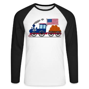 Chemin de fer de basket-ball de drapeau des États-Unis - T-shirt baseball manches longues Homme - blanc/noir - Devant - Nik (191cm)