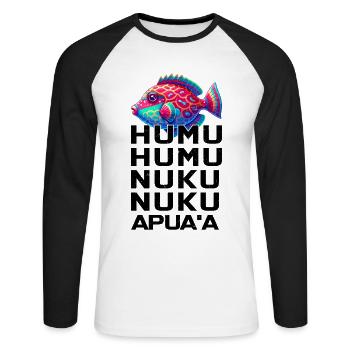 Humuhumunukunukuapua’a hawaïen - T-shirt baseball manches longues Homme - blanc/noir - Devant - Nik (191cm)