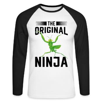 Insecte Entomologiste Entomologie Mante religieuse - T-shirt baseball manches longues Homme - blanc/noir - Devant - Nik (191cm)