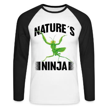 Insecte Entomologiste Entomologie Mante religieuse - T-shirt baseball manches longues Homme - blanc/noir - Devant - Nik (191cm)