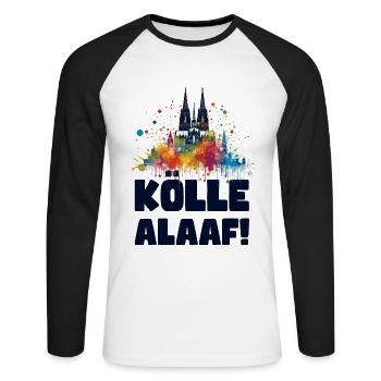 Cologne Kölle Carnival Gebützt Kölle Alaaf Jeck Party - Unisex Long Sleeve Baseball T-Shirt - white/black - Front - Nik (191cm)