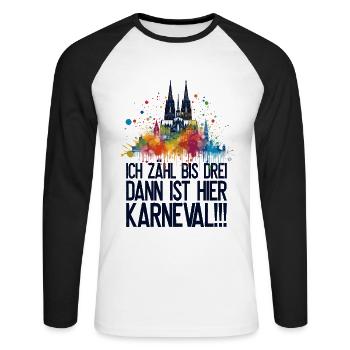Cologne Kölle Carnival Gebützt Kölle Alaaf Jeck Party - Unisex Long Sleeve Baseball T-Shirt - white/black - Front - Nik (191cm)