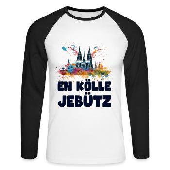 Cologne Kölle Carnival Gebützt Kölle Alaaf Jeck Party - Unisex Long Sleeve Baseball T-Shirt - white/black - Front - Nik (191cm)
