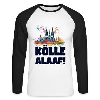Cologne Kölle Carnival Gebützt Kölle Alaaf Jeck Party - Unisex Long Sleeve Baseball T-Shirt - white/black - Front - Nik (191cm)