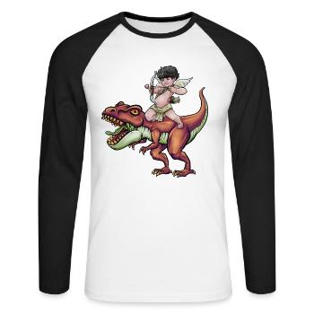 Armure de Cupidon T Rex coeur Saint-Valentin Cupid Rex - T-shirt baseball manches longues Homme - blanc/noir - Devant - Nik (191cm)