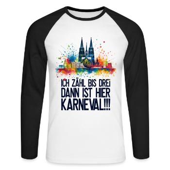 Köln Kölle Karneval Gebützt Kölle Alaaf Jeck Party - Unisex Baseballshirt langarm - Weiß/Schwarz - Vorne - Nik (191cm)
