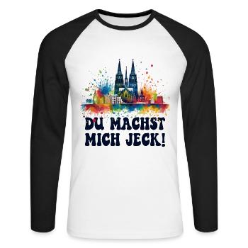 Köln Kölle Karneval Gebützt Kölle Alaaf Jeck Party - Unisex Baseballshirt langarm - Weiß/Schwarz - Vorne - Nik (191cm)