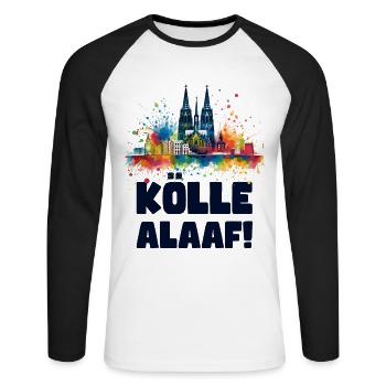 Köln Kölle Karneval Gebützt Kölle Alaaf Jeck Party - Unisex Baseballshirt langarm - Weiß/Schwarz - Vorne - Nik (191cm)