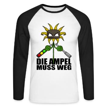 Gegen Grüne Politik Ampel Sonnenblume - Unisex Baseballshirt langarm - Weiß/Schwarz - Vorne - Nik (191cm)