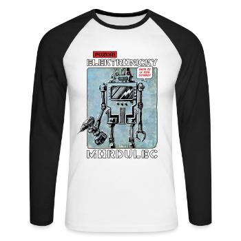 Pozor! Elektronicky Mordulec - Unisex Long Sleeve Baseball T-Shirt - white/black - Front - Nik (191cm)