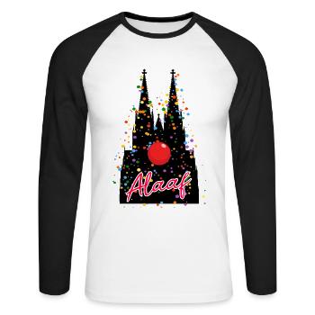 Carnaval Kölle Alaaf à la cathédrale de Cologne - T-shirt baseball manches longues Homme - blanc/noir - Devant - Nik (191cm)