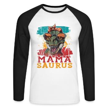 Dino Mamasaurus Mama Momsaurus T Rex - Unisex Long Sleeve Baseball T-Shirt - white/black - Front - Nik (191cm)