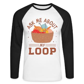 Lustiges Häkeln Design - Unisex Baseballshirt langarm - Weiß/Schwarz - Vorne - Nik (191cm)