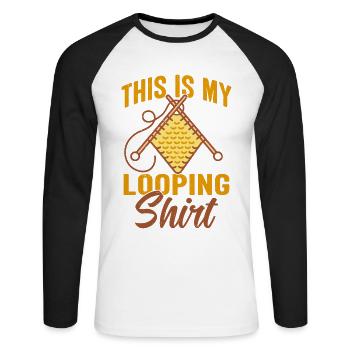 Lustiges Häkeln Design - Unisex Baseballshirt langarm - Weiß/Schwarz - Vorne - Nik (191cm)