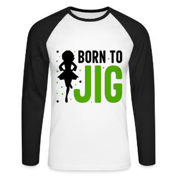 Irish Dance Irish Dancing - Unisex Long Sleeve Baseball T-Shirt - white/black - Front - Nik (191cm)