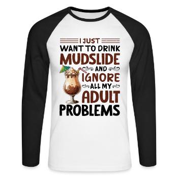 Mudslide Cocktail - Unisex Baseballshirt langarm - Weiß/Schwarz - Vorne - Nik (191cm)