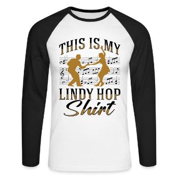 Lindy Hop Swing Dance - Unisex Long Sleeve Baseball T-Shirt - white/black - Front - Nik (191cm)