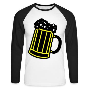 Chope de bière symbole de bière Cheers - T-shirt baseball manches longues Homme - blanc/noir - Devant - Nik (191cm)