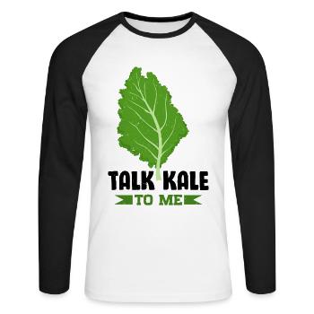 Véganisme végétarien au chou frisé - T-shirt baseball manches longues Homme - blanc/noir - Devant - Nik (191cm)