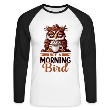 Mürrische Eule Mit Kaffee - T-shirt baseball manches longues Homme - blanc/noir - Devant - Nik (191cm)
