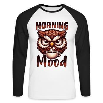 Mürrische Eule Mit Kaffee - T-shirt baseball manches longues Homme - blanc/noir - Devant - Nik (191cm)