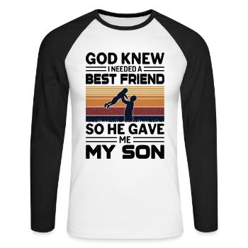 My Best Friend My Son - Unisex Baseballshirt langarm - Weiß/Schwarz - Vorne - Nik (191cm)
