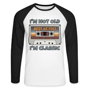 JE NE SUIS PAS VIEUX, JE SUIS CLASSIQUE MEILLEUR DE 1961 cadeau Vintage - T-shirt baseball manches longues Homme - blanc/noir - Devant - Nik (191cm)