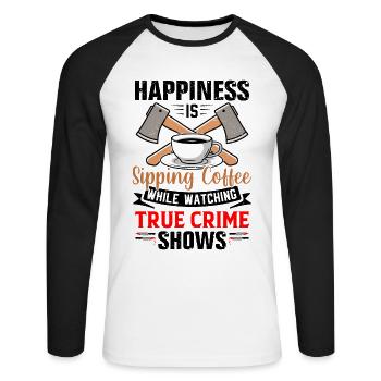 True Crime - Unisex Long Sleeve Baseball T-Shirt - white/black - Front - Nik (191cm)