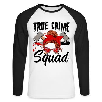 True Crime - Unisex Long Sleeve Baseball T-Shirt - white/black - Front - Nik (191cm)