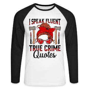 Vrai crime - T-shirt baseball manches longues Homme - blanc/noir - Devant - Nik (191cm)