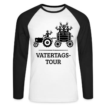 Vatertagstour Trecker Bierfass (Vatertag / Black) - Unisex Baseballshirt langarm - Weiß/Schwarz - Vorne - Nik (191cm)