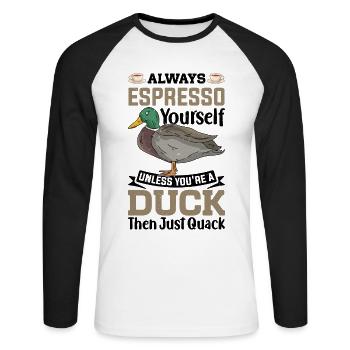 Canard colvert - T-shirt baseball manches longues Homme - blanc/noir - Devant - Nik (191cm)