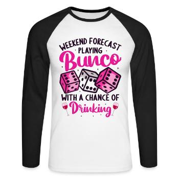 Bunco Squad Bunco Dice Bunco Game Night - Unisex Long Sleeve Baseball T-Shirt - white/black - Front - Nik (191cm)