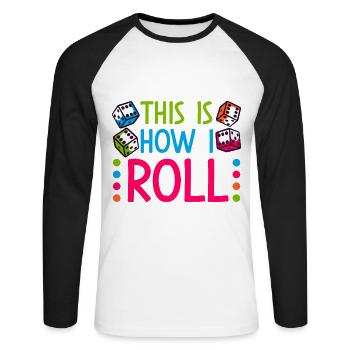 Bunco Squad Bunco Dice Bunco Game Night - Unisex Long Sleeve Baseball T-Shirt - white/black - Front - Nik (191cm)