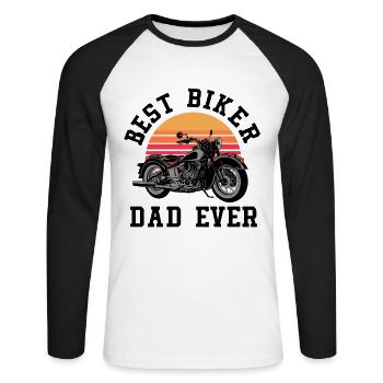 Best Biker Dad Ever Motorradfahren - Unisex Baseballshirt langarm - Weiß/Schwarz - Vorne - Nik (191cm)