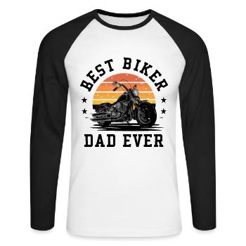 Best Biker Dad Ever Motorradfahren - Unisex Baseballshirt langarm - Weiß/Schwarz - Vorne - Nik (191cm)