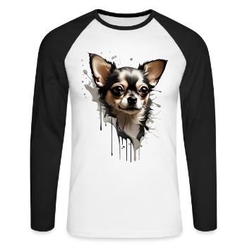 DOG COOL CHIHUAHUA - Unisex Long Sleeve Baseball T-Shirt - white/black - Front - Nik (191cm)