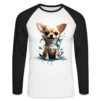 DOG CHIHUAHUA - Unisex Long Sleeve Baseball T-Shirt - white/black - Front - Nik (191cm)