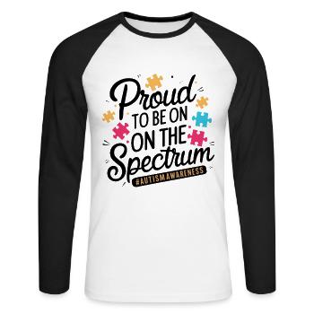 Fier d’être sur le spectre de la sensibilisation à l’autisme - T-shirt baseball manches longues Homme - blanc/noir - Devant - Nik (191cm)