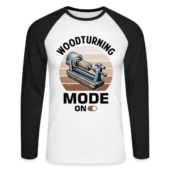 Turner Wood Turning Lathe - Unisex Long Sleeve Baseball T-Shirt - white/black - Front - Nik (191cm)