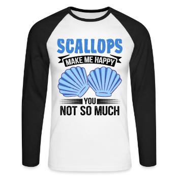 Coquillage coquillage collecteur pétoncle - T-shirt baseball manches longues Homme - blanc/noir - Devant - Nik (191cm)