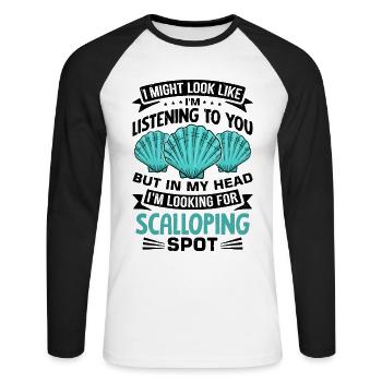 Seashell Shell Collector Scallop - Unisex Long Sleeve Baseball T-Shirt - white/black - Front - Nik (191cm)