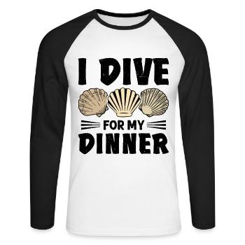 Coquillage coquillage collecteur pétoncle - T-shirt baseball manches longues Homme - blanc/noir - Devant - Nik (191cm)