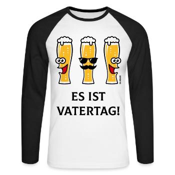 Es Ist Vatertag! (3 Biergläser / Bier / 3C) - Unisex Baseballshirt langarm - Weiß/Schwarz - Vorne - Nik (191cm)