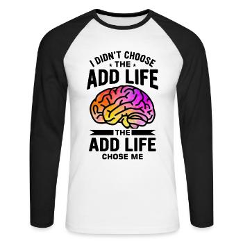 Neurodiversity Neurodivers ADD - Unisex Long Sleeve Baseball T-Shirt - white/black - Front - Nik (191cm)