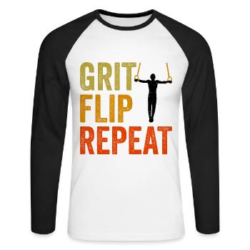 Wrestling Design for Ring Gymnasts - Unisex Long Sleeve Baseball T-Shirt - white/black - Front - Nik (191cm)