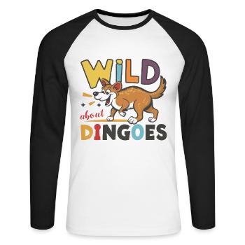 Australian dingo - Unisex Long Sleeve Baseball T-Shirt - white/black - Front - Nik (191cm)