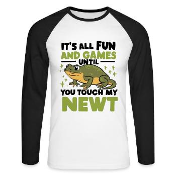 Witziger Molch Spruch - Unisex Baseballshirt langarm - Weiß/Schwarz - Vorne - Nik (191cm)