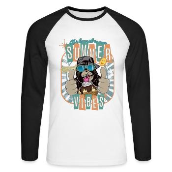 Gorilla Affe Sommer Eiscreme Sommer Vibes - Unisex Baseballshirt langarm - Weiß/Schwarz - Vorne - Nik (191cm)